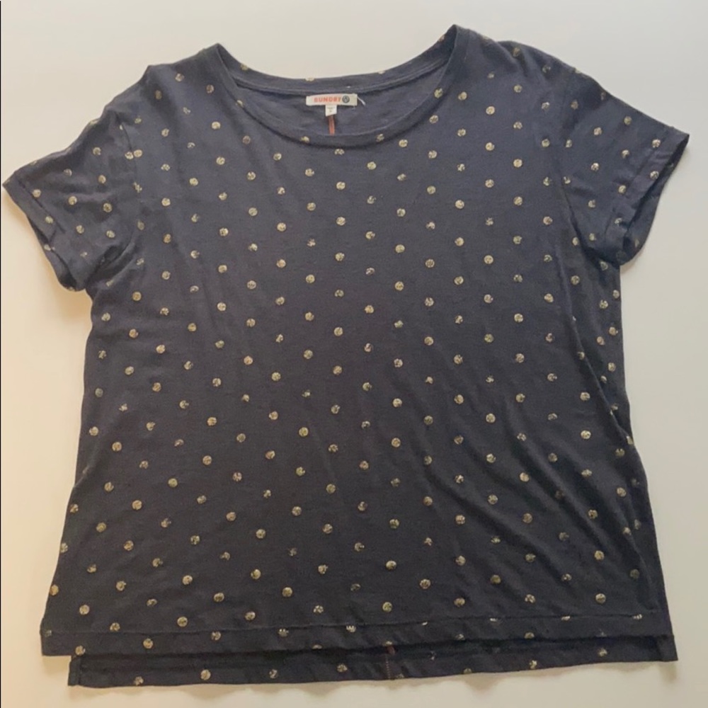 Brown Sundry Tshirt with Gold Polkadots
